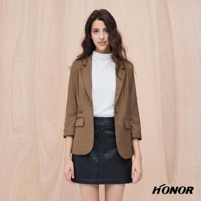 【HONOR 山形屋】HONOR簡約口裝單釦西裝外套-卡其/黑