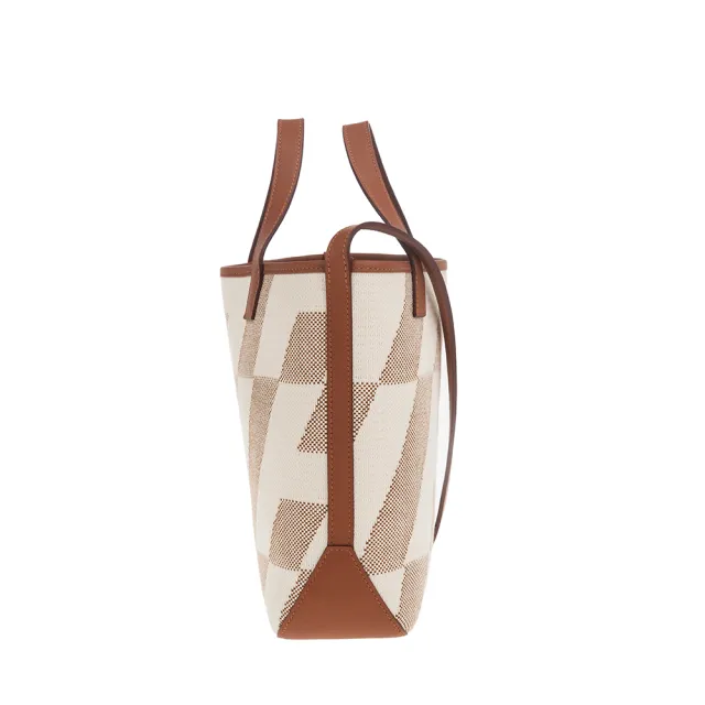 【Hermes 愛馬仕】經典Cabas H en Biais 27cm 斜體H手提/斜背兩用包(駝色/米白)