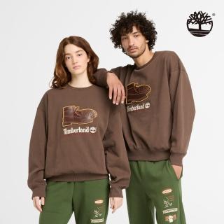 【Timberland 官方旗艦】中性深棕色靴子圖案圓領上衣(A661B243)