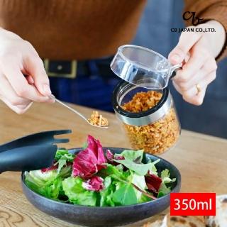 【CB JAPAN】耐熱玻璃按壓開蓋香料罐/調味罐-附不鏽鋼匙(350ml)
