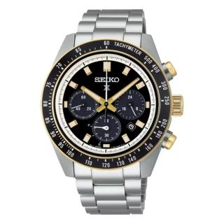 【SEIKO 精工】Prospex SPEEDTIMER 熊貓 太陽能計時腕錶-黑金/41.4mm(SSC941P1 / V192-0AH0G)