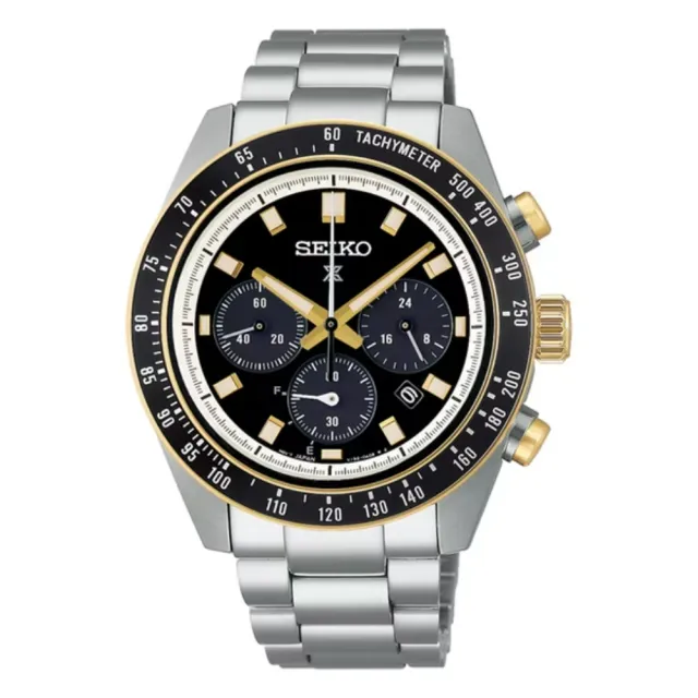 【SEIKO 精工】Prospex SPEEDTIMER 熊貓 太陽能計時腕錶-黑金/41.4mm(SSC941P1 / V192-0AH0G)