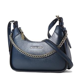 【Michael Kors】WILMA 防刮皮革手提/肩背二用包-海軍藍/小