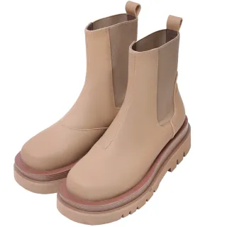 【Ann’S】就是比較瘦-霧面全真皮頂級牛皮切爾西輕量厚底短靴5.5cm(杏)