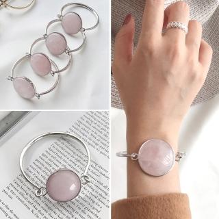 【LEESA】粉晶手鍊\奧地利水晶\玉髓手鐲\手鐲\手環\純銀手環\玉手鍊\水晶手鍊\招桃花\百搭飾品\