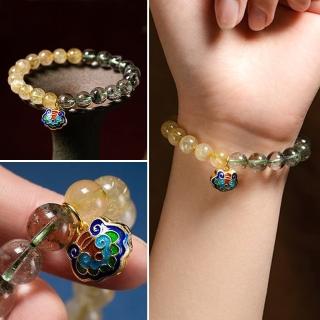 【LEESA】綠幽靈手鍊\招財手鍊\保平安\金髮晶手串\如意鎖手鏈\水晶串珠\禮物\佛珠\手鍊\串珠\手