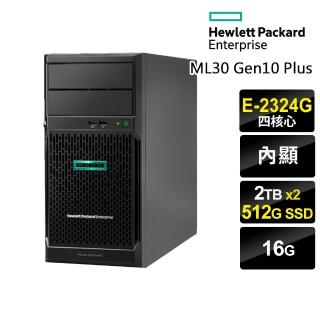 【HP 惠普】E-2324G 四核直立伺服器(ML30 Gen10 Plus/E-2324G/16G/4TB HDD+512G SSD/FD)