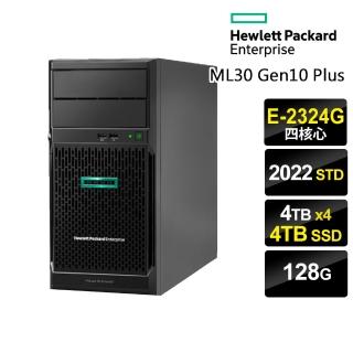 【HP 惠普】E-2324G 四核直立伺服器(ML30 Gen10 Plus/E-2324G/128G/16TB HDD+4TB SSD/2022STD)