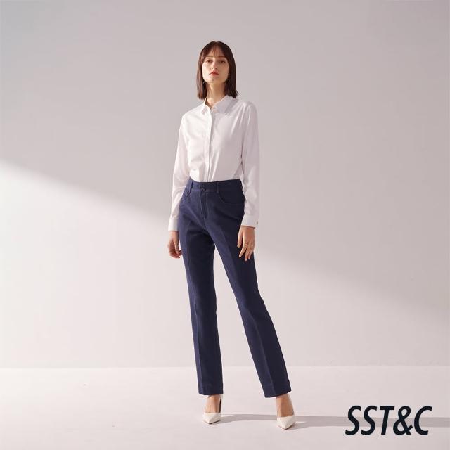 【SST&C】藏青紋理彈力針織直筒西裝褲01022409002(換季65折)