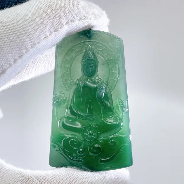 琪臻珠寶】天然A貨翡翠冰種藍水寶瓶觀音吊墜(淨瓶觀音_觀世音菩薩_觀音