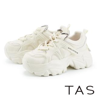【TAS】童趣金屬貓耳真皮綁帶厚底老爹鞋(白色)