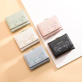 【Jpqueen】可愛貓咪簡約折疊錢包短夾(5色可選)