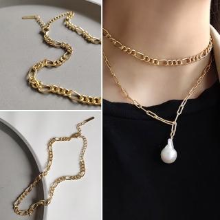 【LEESA】龐克項鍊\金項鍊\脖鏈\頸鏈\choker\子母項鍊\疊戴項鍊\日系項鍊\短項鍊\純銀項鍊