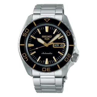 【SEIKO 精工】5 Sports 潛水風格機械腕錶-黑金 / 42.5mm(SRPK99K1 / 4R36-16D0D)