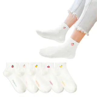 【哈囉喬伊】韓國襪子 白底水果字母短襪 女襪 C128(正韓直送 韓妞必備 棉襪 短襪 韓國少女襪)