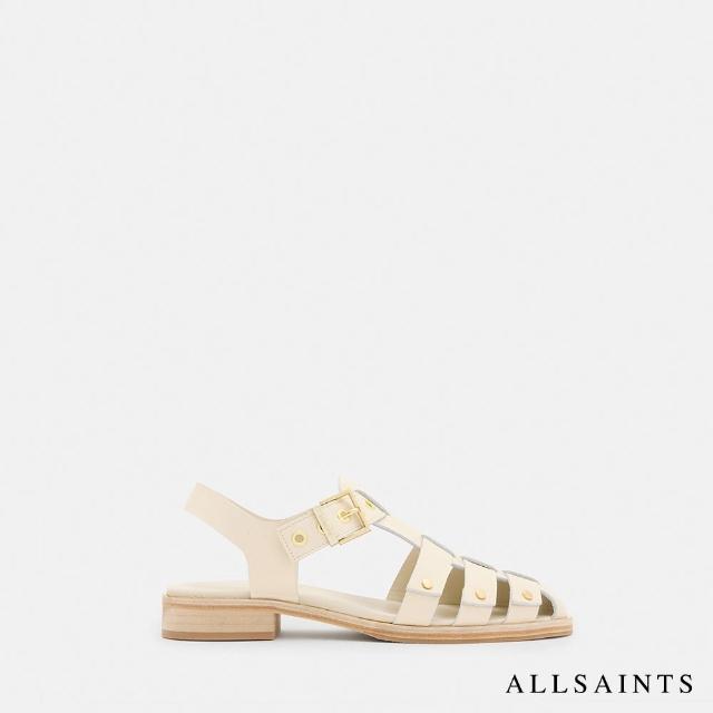 【ALLSAINTS】NELLY 鉚釘平底涼鞋Parchment White W028FA(女款)