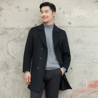 【巴黎精品】現貨+預購 100%羊毛大衣毛呢外套(保暖中長款韓版修身雙排扣男外套3色a1im20)