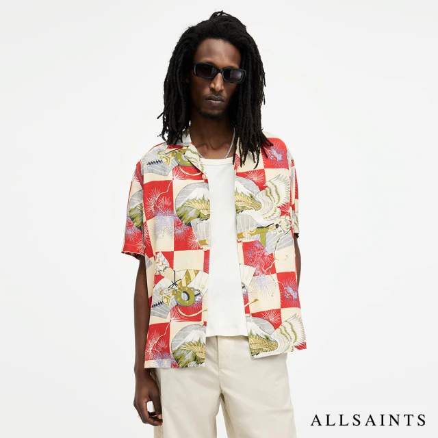 ALLSAINTS SEBASTIAN 短袖夏威夷印花襯衫ELECTRIC RED M021SA(舒適版型)