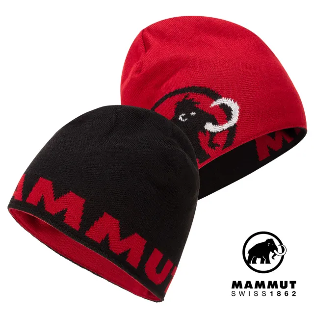 【Mammut 長毛象】Mammut Logo Beanie 正反兩用保暖針織LOGO羊毛帽 黑色 #1191-04891