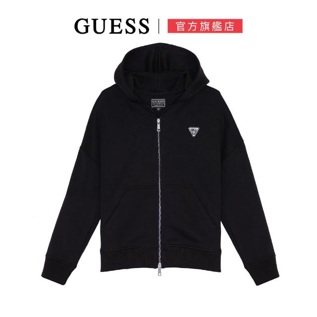 【GUESS】胸前金屬小LOGO連帽外套(兩色任選)