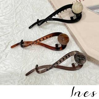 【INES】寶石髮夾 馬尾夾/韓國設計法式氣質寶石造型扭扭盤髮夾 馬尾夾 香蕉夾(3色任選)