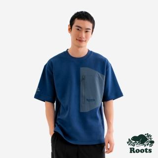 【Roots】Roots男裝- COLOUR BLOCKED 圓領上衣(藍色)
