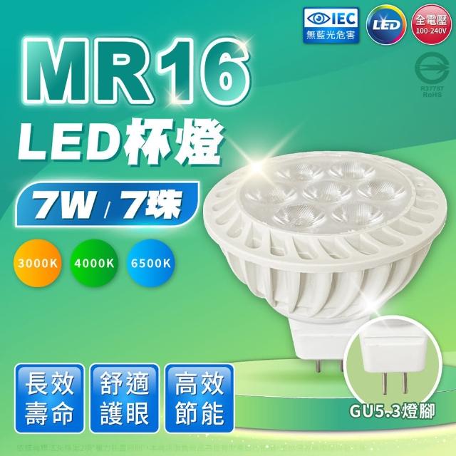【索雷特 LED】10入組 LED MR16 7W GU5.3 高亮度 全電壓 杯燈 免變壓器(黃光/自然光/白光)