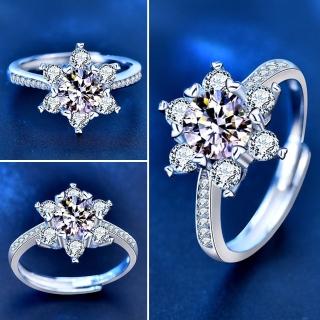 【LEESA】鋯石戒指\雪花戒指\造型戒指\求婚戒指\歐美戒指\可調節\ins戒指\婚宴飾品\禮物\戒指\