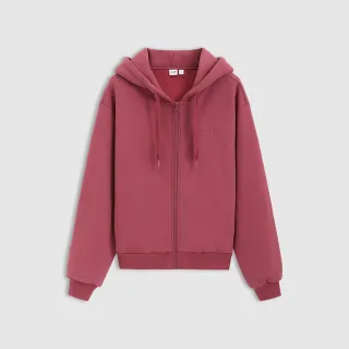 【GAP】女裝 Logo刷毛連帽外套-玫紅色(632621)