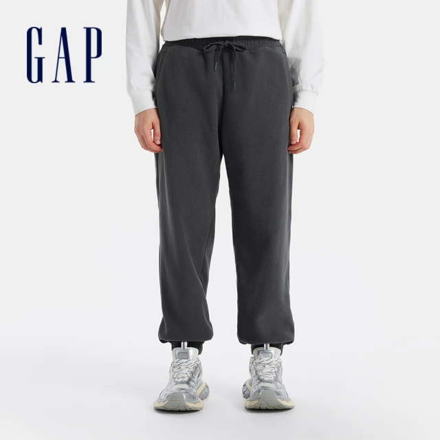 GAP 男裝 Logo刺繡束口抽繩鬆緊運動褲-灰色(677178)