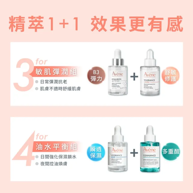 【Avene 雅漾官方直營】雙11強打組★超級滴管精華任選2入組(保濕/舒敏/B3抗老/煥膚)