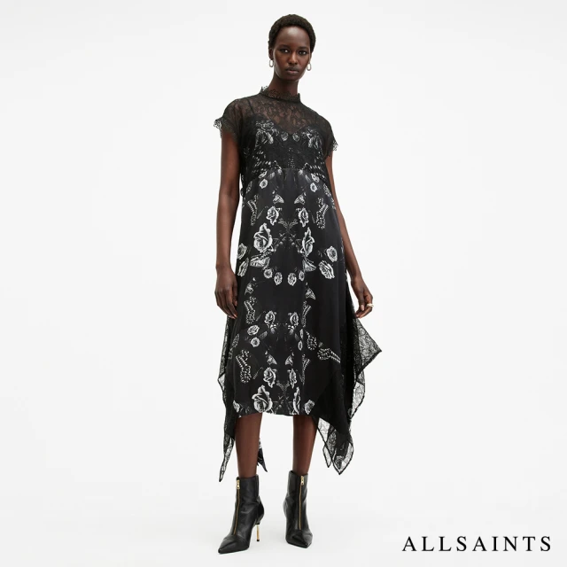 ALLSAINTS GIAN 印花洋裝MONICA BLACK W026DB(舒適版型)