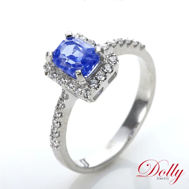 【DOLLY】天然 斯里蘭卡藍寶石1克拉鑽石戒指-011 高級訂製珠寶 奢華質感 浪漫送禮