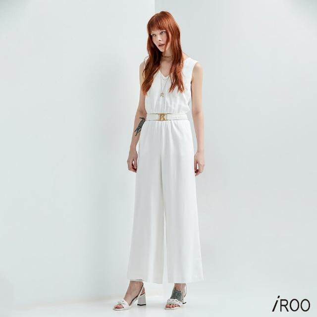 【iROO】棉感白色簡約連身褲