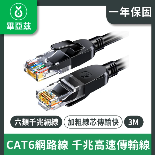 biaze CAT6網路線 千兆高速傳輸線(8芯雙絞 黑3M)