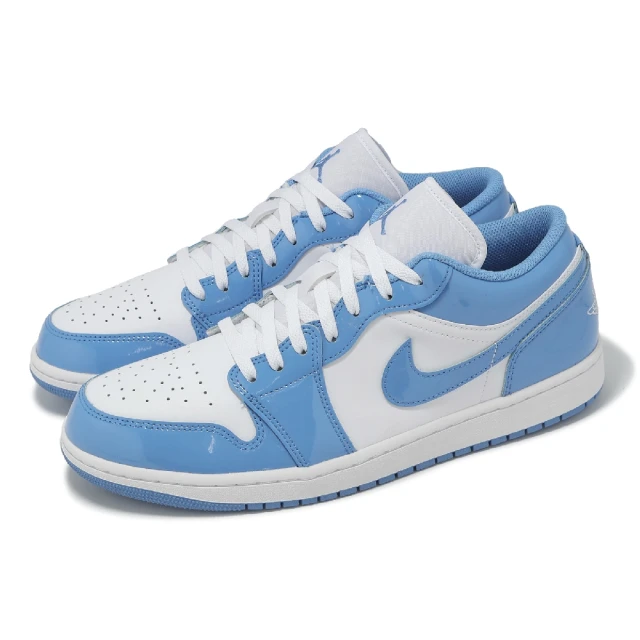 NIKE 耐吉 休閒鞋 Air Jordan 1 Low SE 男鞋 水藍 白 AJ1 低筒 一代 漆皮(FZ2138-114)