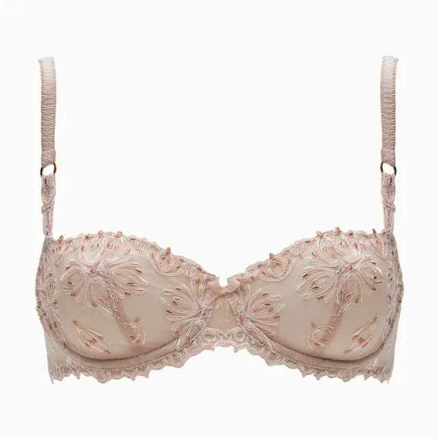 【Chantelle 仙黛爾】Champs Elysees.法式半罩網紗無襯性感女內衣 膚特.26050_097(奢華刺繡蕾絲)