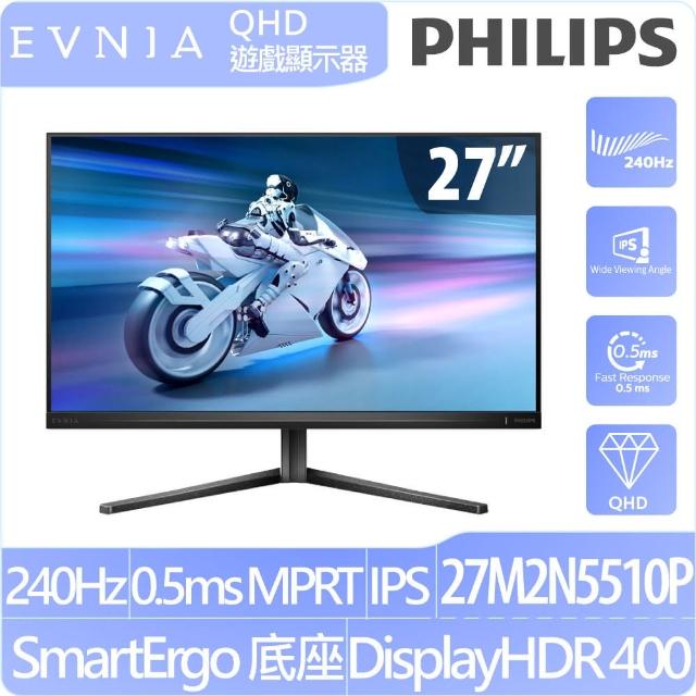 【Philips 飛利浦】27M2N5510P 27型 IPS 2K 240Hz電競螢幕(HDR/Adaptive Sync/1ms/HDMI/DP)