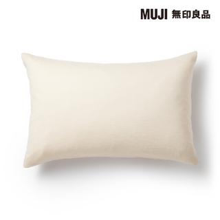 【MUJI 無印良品】暖棉枕套/43/淺米*粉紅成品尺寸45*88cm 圓柱形 適用尺寸43*63cm