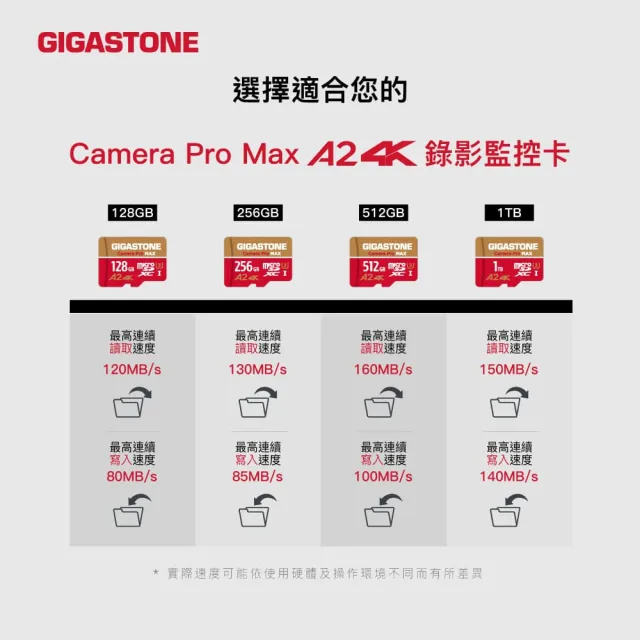 【GIGASTONE 立達】Camera Pro MAX microSDXC UHS-Ⅰ U3 A2 4K 256GB錄影監控記憶卡-2入組(網路攝影機)