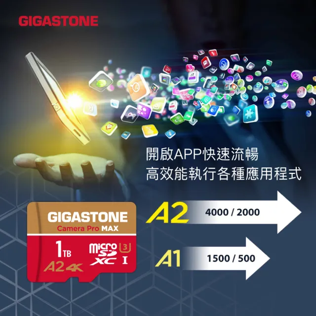 【GIGASTONE 立達】Camera Pro MAX microSDXC UHS-Ⅰ U3 A2 4K 512GB錄影監控記憶卡-2入組(網路攝影機)