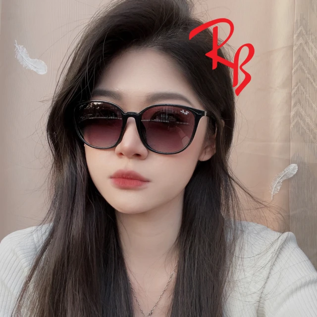 RayBan 雷朋 亞洲版 簡約時尚大鏡面太陽眼鏡 RB4348D 601/8G 黑框漸層灰鏡片 公司貨