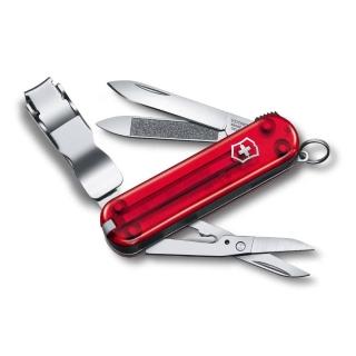 【VICTORINOX 瑞士維氏】迷你8用指甲剪 瑞士刀(透明紅)