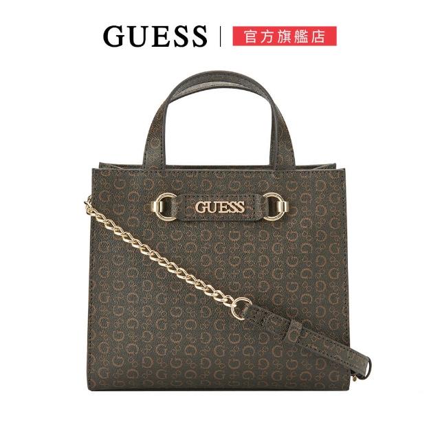 【GUESS】G印花金鍊條迷你手提包(咖啡色)