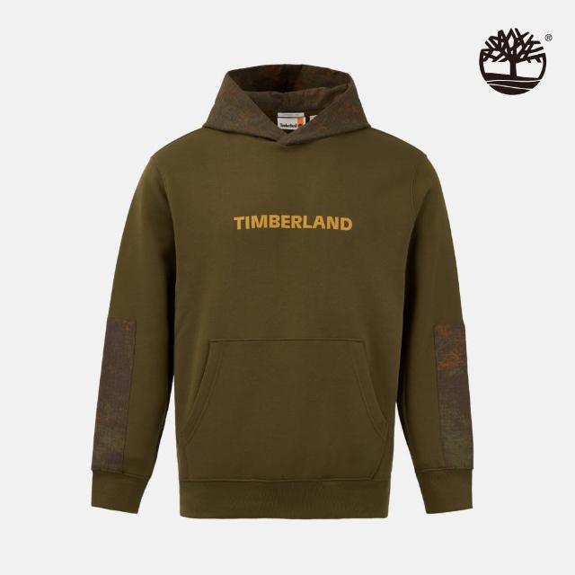 【Timberland 官方旗艦】中性橄欖綠色印花連帽上衣(A43SF302)