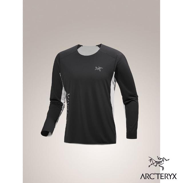 【Arcteryx 始祖鳥官方直營】男 Norvan Logo 快乾長袖圓領衫(黑/沉靜灰)