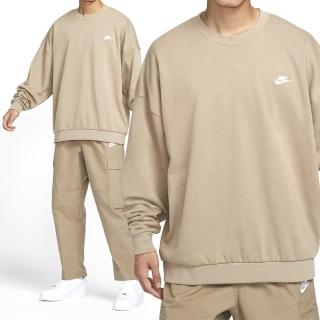 【NIKE 耐吉】Club FT Oversized Crew 男款 奶茶色 大學T 運動 毛圈布 長袖 HJ1820-247