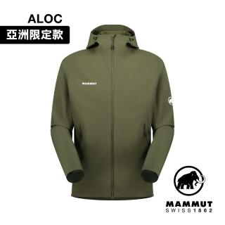 【Mammut 長毛象官方直營】Macun 2.0 SO Hooded Jkt AF 日系防潑水軟殼連帽外套 深沼澤綠 男款 #1011-00792
