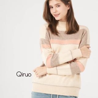 【Qiruo 奇若名品】專櫃灰色小羊毛上衣 精品時尚保暖素面小立領造型長袖(FF)