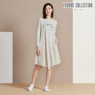【YVONNE 以旺傢飾】牽手海獺網印長袖洋裝(網路限定)